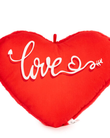 Κόκκινη καρδιά λουτρινη με τύπωμα Love λευκό 40εκ