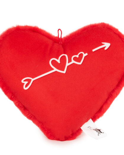 Κόκκινη καρδιά λουτρινη με τύπωμα δυο καρδιές λευκές 40εκ