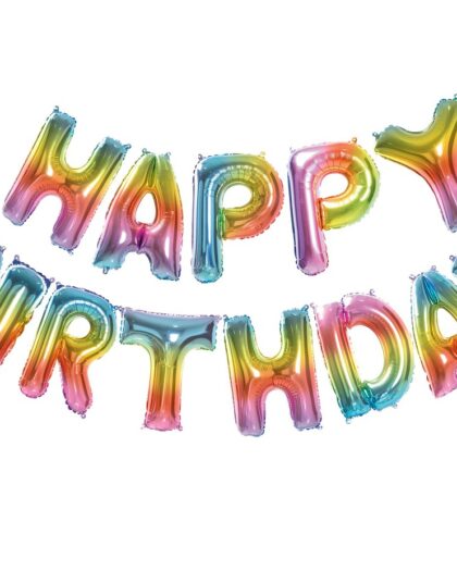Μπαλόνι Happy birthday γράμματα ουράνιο τόξο