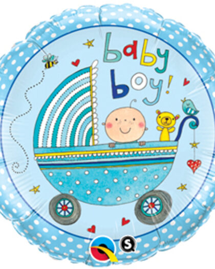 Μπαλόνι foil baby boy με τύπωμα καρότσι με διάσταση 46εκ