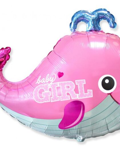 Μπαλόνι foil φάλαινα ροζ με τύπωμα its a girl 24”