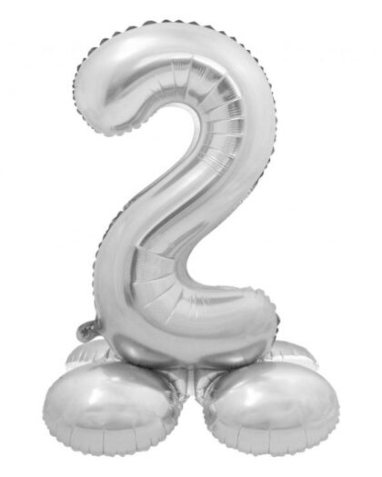 Μπαλόνι foil νούμερο 2 με βάση και χρώμα ασημί με διάσταση 72cm