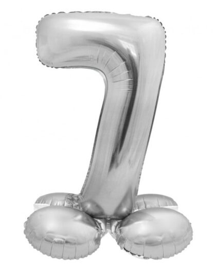 Μπαλόνι foil νούμερο 7 με βάση σε χρώμα ασημί 72cm
