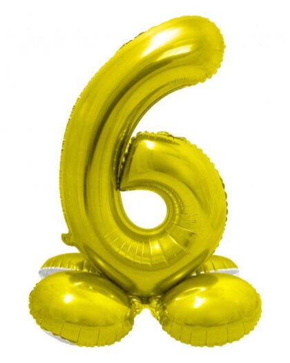 Μπαλόνι foil νούμερο 6 με βάση χρυσό με διάσταση 72cm